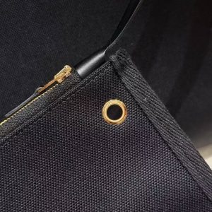 Hermes Herbag Messenger 39 Bag Noir Handmade In Militaire Canvas and Hunter Cowhide Gold Hardware - Image 6
