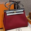 Hermes Herbag Zip 31 Bag Retourne 46 Ebene 55 Rouge H Handmade In Canvas and Hunter Cowhide Silver Hardware