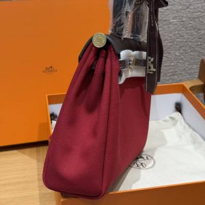 Hermes Herbag Zip 31 Bag Retourne 46 Ebene 55 Rouge H Handmade In Canvas and Hunter Cowhide Silver Hardware - Image 19