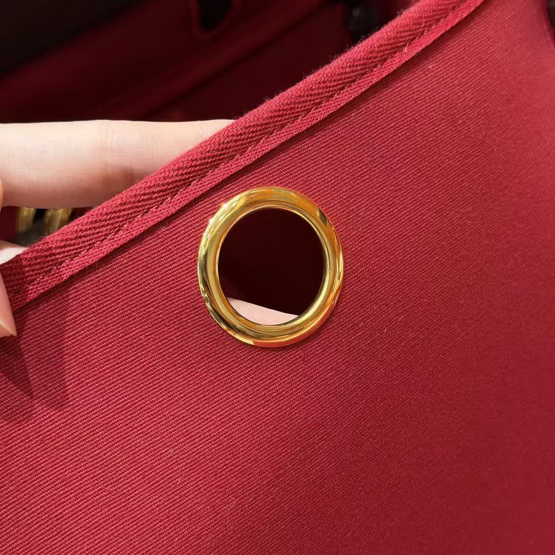 Hermes Herbag Zip 31 Bag Retourne 46 Ebene 55 Rouge H Handmade In Canvas and Hunter Cowhide Silver Hardware - Image 6