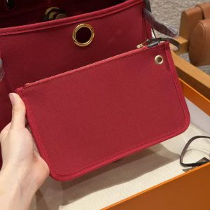 Hermes Herbag Zip 31 Bag Retourne 46 Ebene 55 Rouge H Handmade In Canvas and Hunter Cowhide Silver Hardware - Image 4