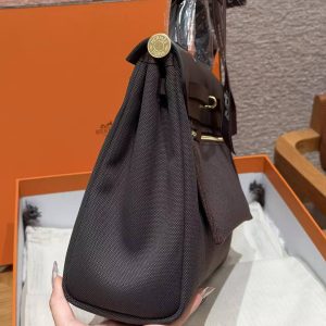 Hermes Herbag Zip 31 Bag Retourne 46 Ebene Handmade In Canvas and Hunter Cowhide Gold Hardware - Image 21