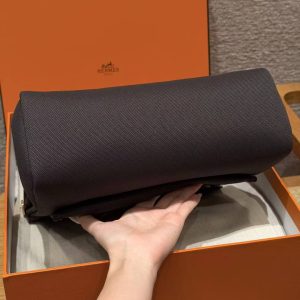 Hermes Herbag Zip 31 Bag Retourne 46 Ebene Handmade In Canvas and Hunter Cowhide Gold Hardware - Image 19