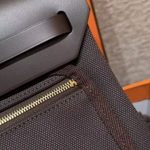 Hermes Herbag Zip 31 Bag Retourne 46 Ebene Handmade In Canvas and Hunter Cowhide Gold Hardware - Image 10