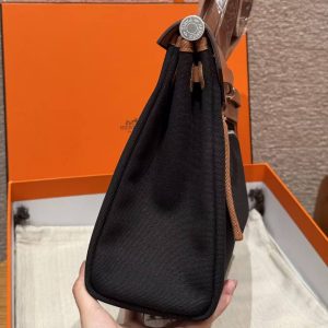 Hermes Herbag Zip 31 Bag Retourne 89 Nior Fauve Handmade In Canvas and Hunter Cowhide Silver Hardware - Image 15