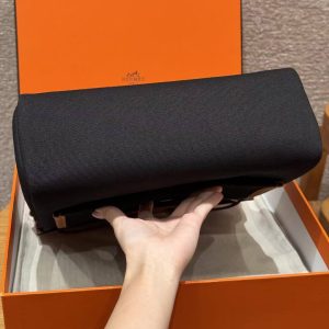 Hermes Herbag Zip 31 Bag Retourne 89 Nior Fauve Handmade In Canvas and Hunter Cowhide Silver Hardware - Image 14