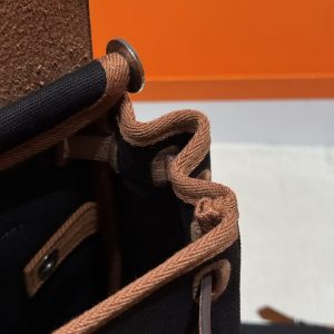 Hermes Herbag Zip 31 Bag Retourne 89 Nior Fauve Handmade In Canvas and Hunter Cowhide Silver Hardware - Image 6