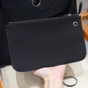 Hermes Herbag Zip 31 Bag Retourne 89 Noir Handmade In Canvas and Hunter Cowhide Silver Hardware - Image 5
