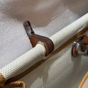 Hermes Herbag Zip 31 Bag Retourne Béton 37 Gold Handmade In Canvas and Hunter Cowhide Silver Hardware - Image 9