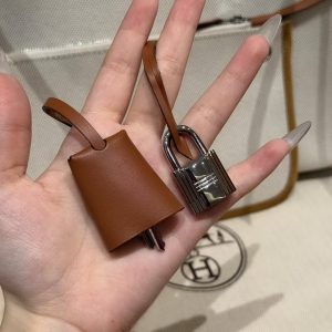 Hermes Herbag Zip 31 Bag Retourne Béton 37 Gold Handmade In Canvas and Hunter Cowhide Silver Hardware - Image 3