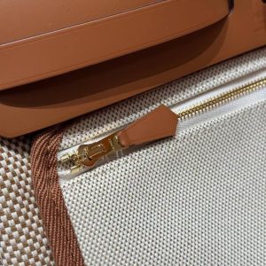 Hermes Herbag Zip 31 Bag Retourne Écru Beige Fauve Handmade In Canvas and Hunter Cowhide Gold Hardware - Image 10