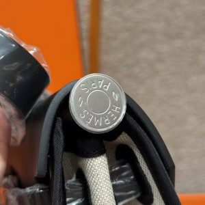 Hermes Herbag Zip 31 Bag Retourne Ecru Noir Handmade In Canvas and Hunter Cowhide Silver Hardware - Image 17