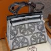 Hermes Herbag Zip 31 Bag Retourne Noir Ecru Handmade In Canvas and Hunter Cowhide Silver Hardware