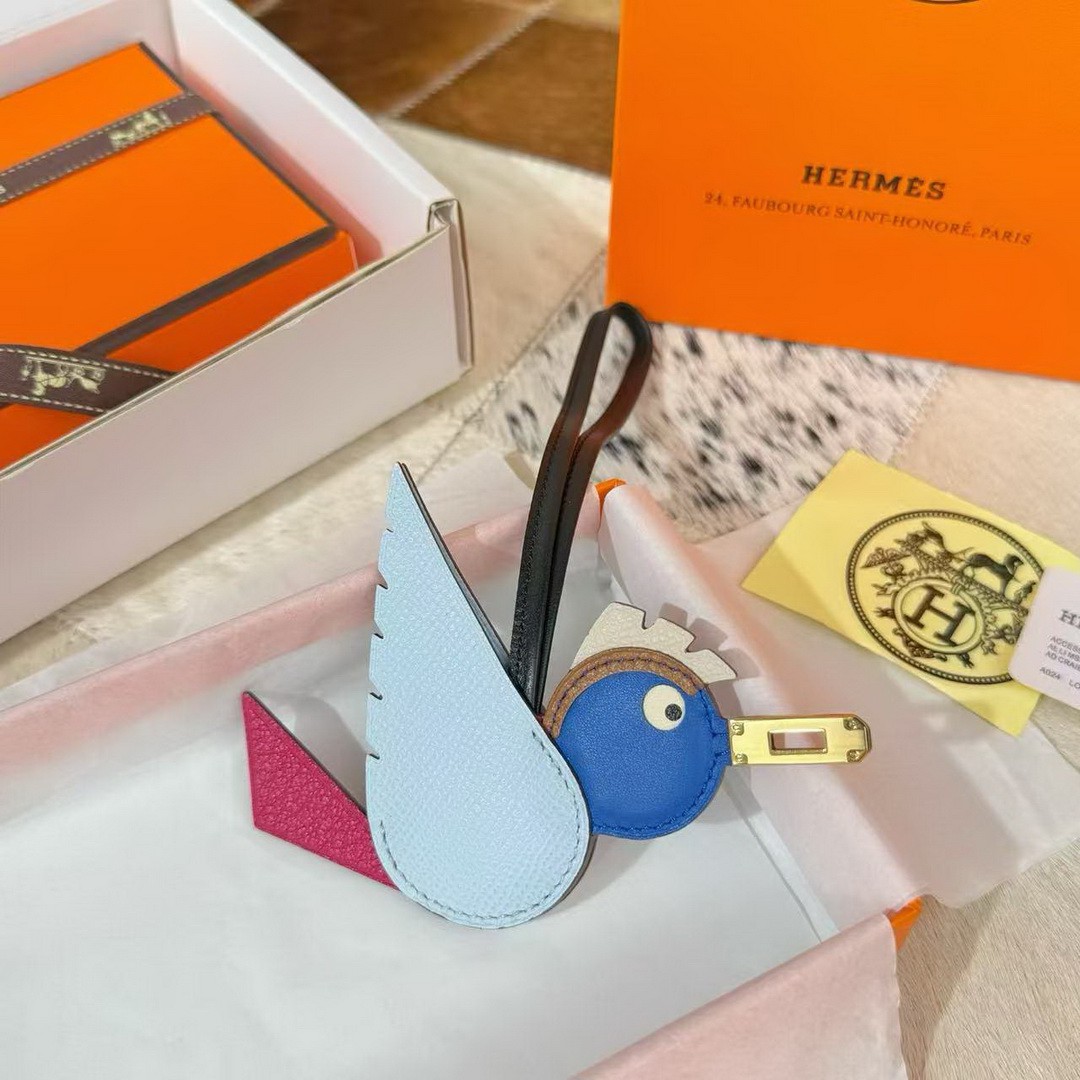 Hermès Birdy Charm Bleu Brume - Rose Mexico -Bleu Royal - Cuivre - Nata - Noir H083885CKAE - Image 7