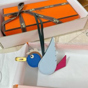 Hermès Birdy Charm Bleu Brume - Rose Mexico -Bleu Royal - Cuivre - Nata - Noir H083885CKAE - Image 6