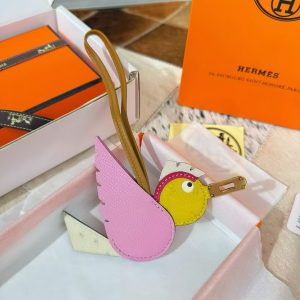 Hermès Birdy Charm Mauve Sylvestre Nata Jaune Citron Magnolia Nata Sésame H083884CKAC - Image 7