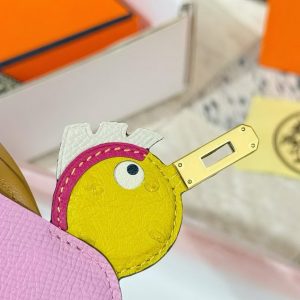 Hermès Birdy Charm Mauve Sylvestre Nata Jaune Citron Magnolia Nata Sésame H083884CKAC - Image 5