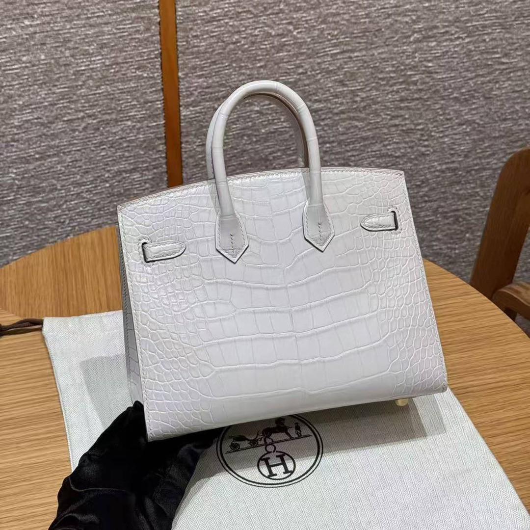 Hermes Birkin 20 Bag 8L Beton Handmade In Matte Alligator Leather Gold Hardware - Image 2