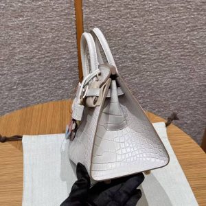 Hermes Birkin 20 Bag 8L Beton Handmade In Matte Alligator Leather Gold Hardware - Image 17