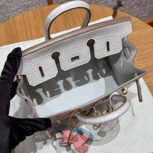 Hermes Birkin 20 Bag 8L Beton Handmade In Matte Alligator Leather Gold Hardware - Image 14