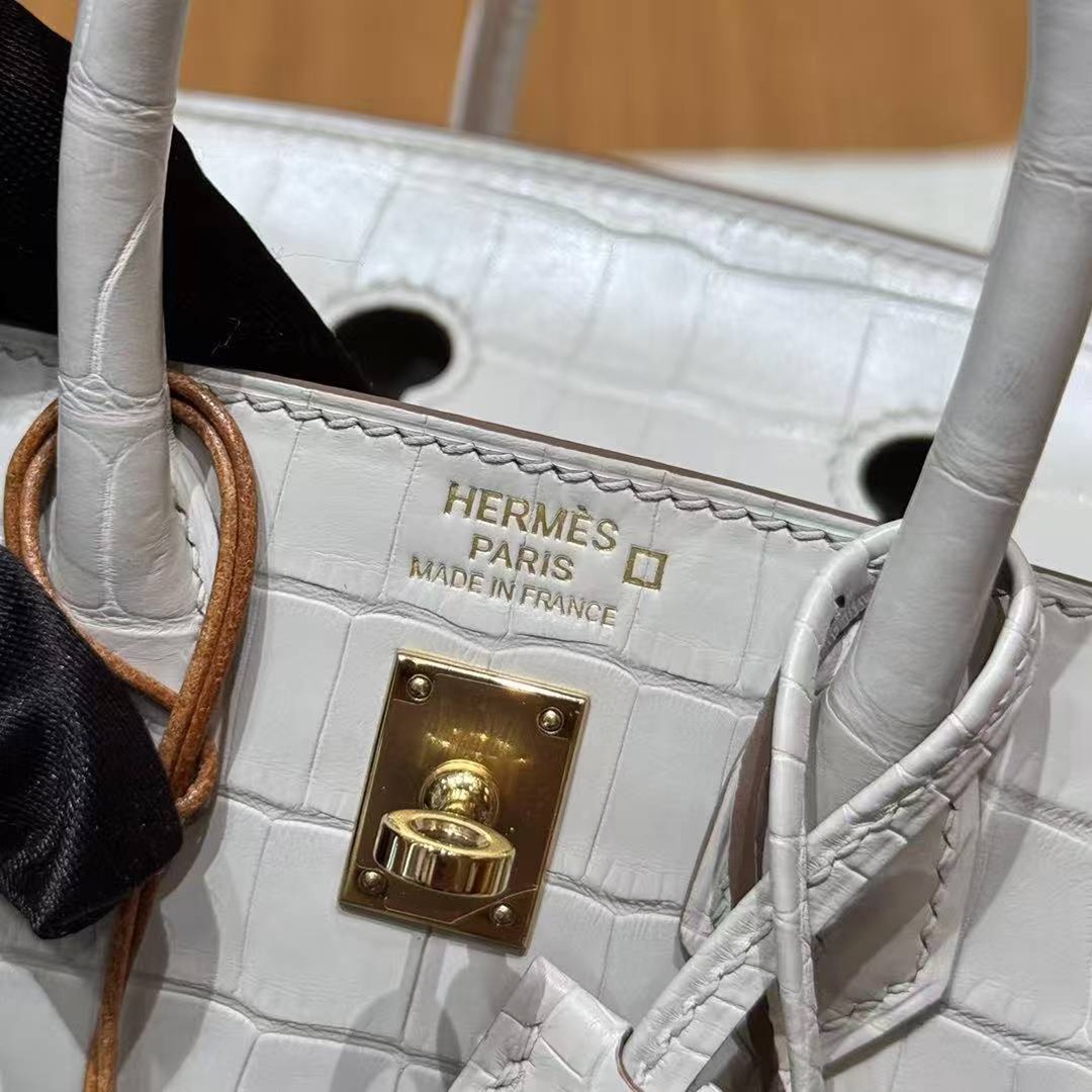 Hermes Birkin 20 Bag 8L Beton Handmade In Matte Alligator Leather Gold Hardware - Image 13