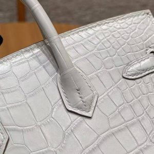 Hermes Birkin 20 Bag 8L Beton Handmade In Matte Alligator Leather Gold Hardware - Image 7