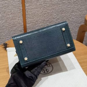 Hermes Birkin 20 Bag Handmade In Lizard Leather Gold Hardware 60 Vert Cypres - Image 20