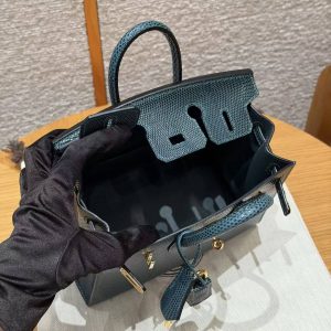 Hermes Birkin 20 Bag Handmade In Lizard Leather Gold Hardware 60 Vert Cypres - Image 19