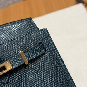 Hermes Birkin 20 Bag Handmade In Lizard Leather Gold Hardware 60 Vert Cypres - Image 11