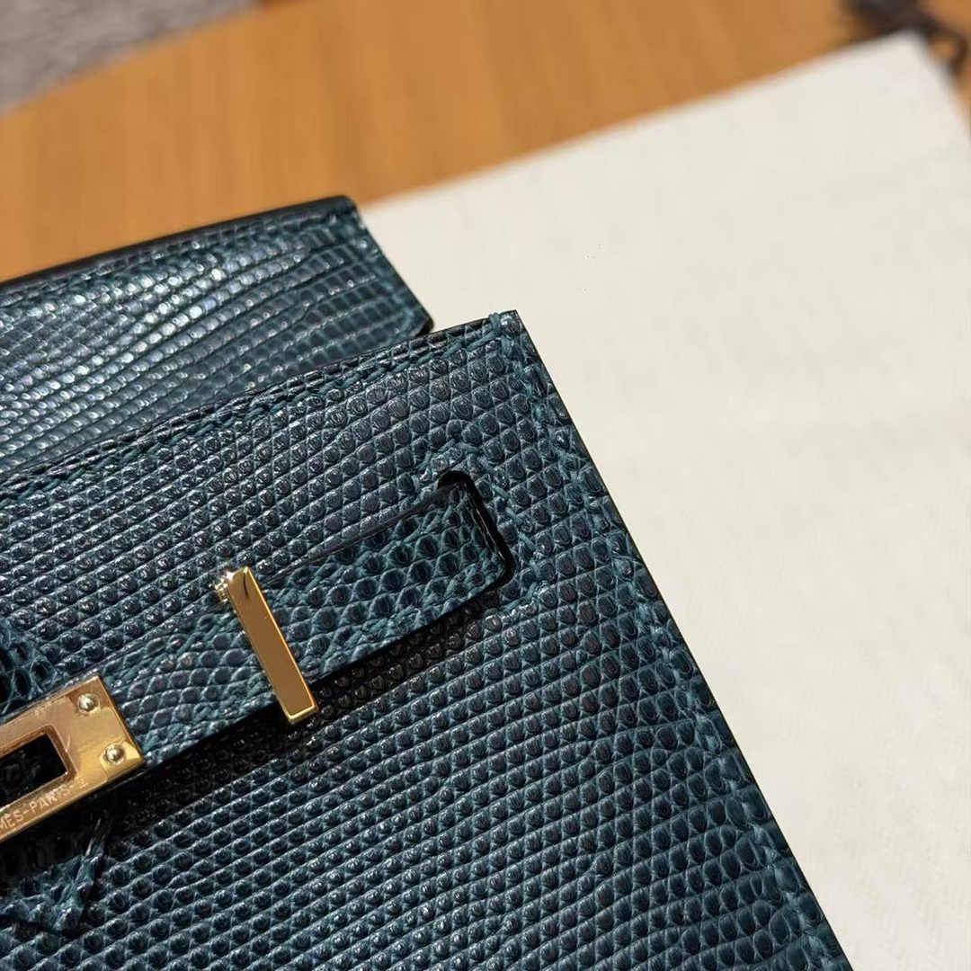 Hermes Birkin 20 Bag Handmade In Lizard Leather Gold Hardware 60 Vert Cypres - Image 11