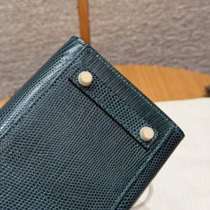 Hermes Birkin 20 Bag Handmade In Lizard Leather Gold Hardware 60 Vert Cypres - Image 9