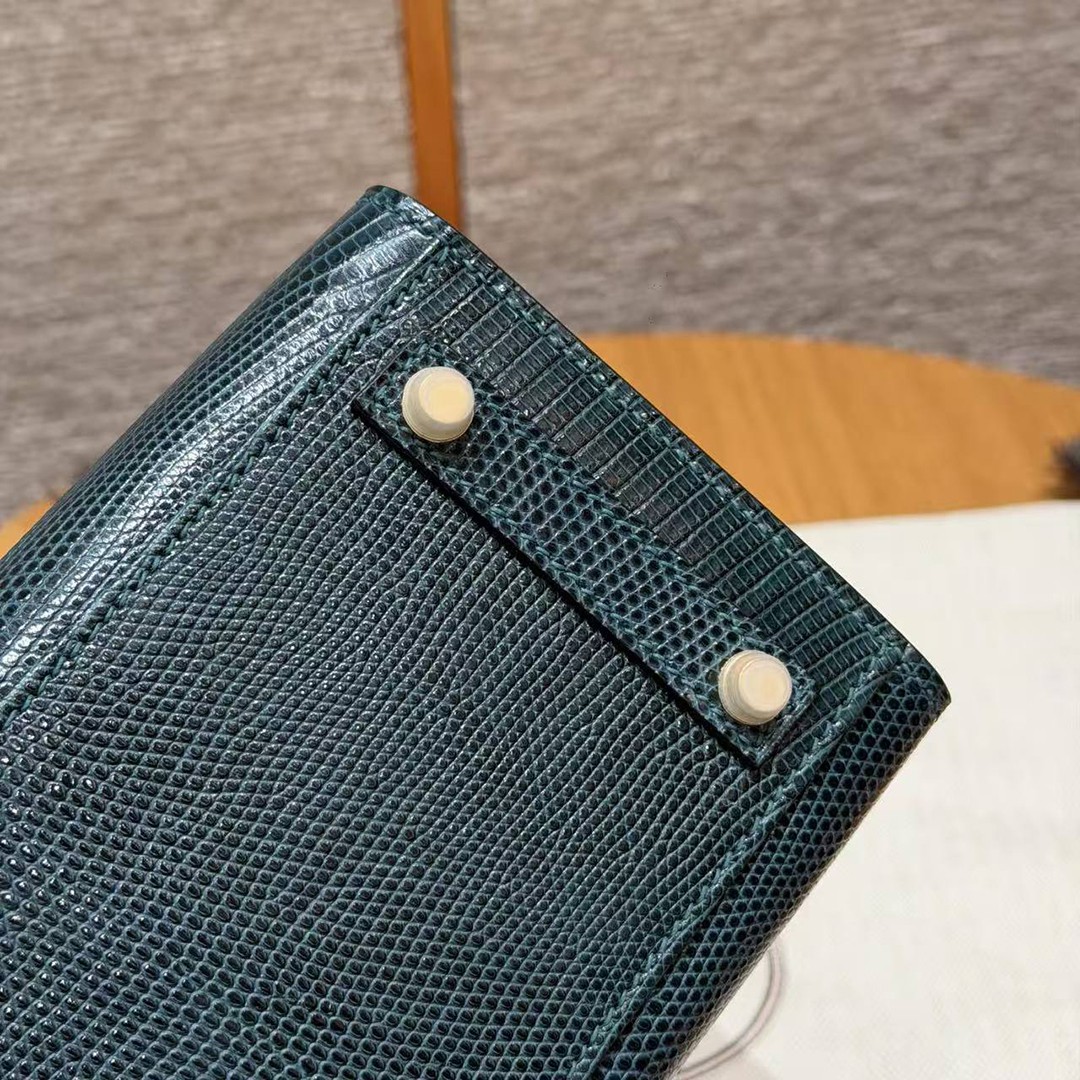 Hermes Birkin 20 Bag Handmade In Lizard Leather Gold Hardware 60 Vert Cypres - Image 9