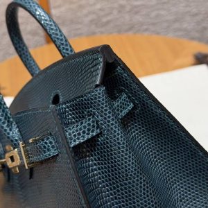 Hermes Birkin 20 Bag Handmade In Lizard Leather Gold Hardware 60 Vert Cypres - Image 8