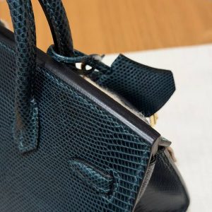 Hermes Birkin 20 Bag Handmade In Lizard Leather Gold Hardware 60 Vert Cypres - Image 5