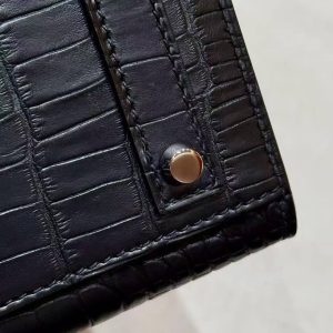 Hermes Birkin 20 Bag Handmade In Matte Alligator Crocodile Leather Silver Hardware 89 Noir - Image 6