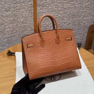 Alternative view of Hermes Birkin 20 Bag Handmade In Matte Alligator Leather Gold Hardware 37 Gold