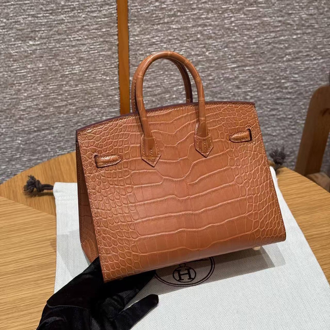 Hermes Birkin 20 Bag Handmade In Matte Alligator Leather Gold Hardware 37 Gold - Image 2