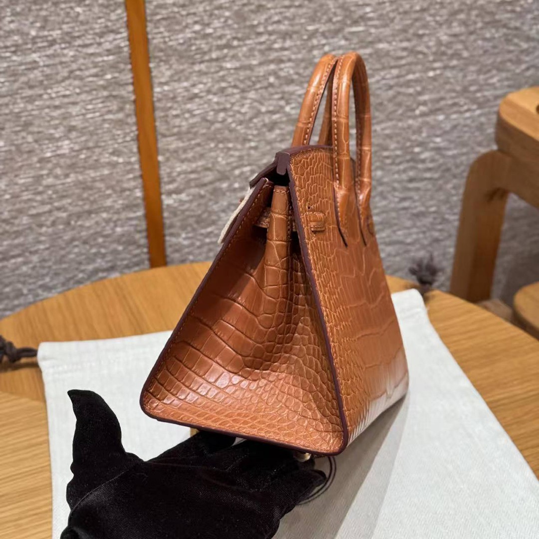 Hermes Birkin 20 Bag Handmade In Matte Alligator Leather Gold Hardware 37 Gold - Image 21
