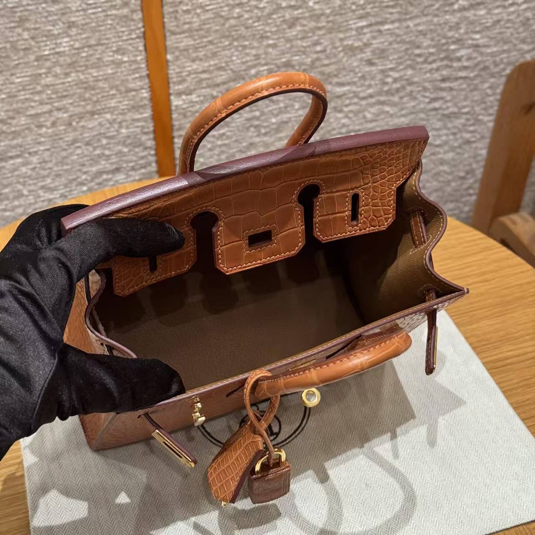 Hermes Birkin 20 Bag Handmade In Matte Alligator Leather Gold Hardware 37 Gold - Image 19
