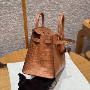 Hermes Birkin 20 Bag Handmade In Matte Alligator Leather Gold Hardware 37 Gold - Image 15