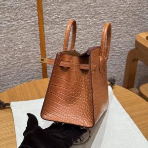 Hermes Birkin 20 Bag Handmade In Matte Alligator Leather Gold Hardware 37 Gold - Image 14