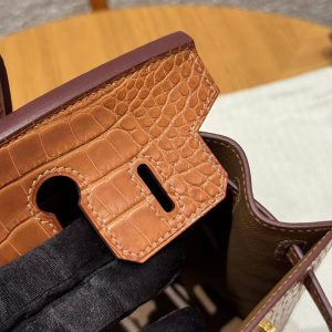 Hermes Birkin 20 Bag Handmade In Matte Alligator Leather Gold Hardware 37 Gold - Image 12