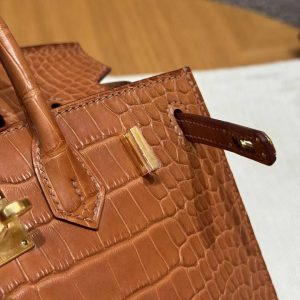 Hermes Birkin 20 Bag Handmade In Matte Alligator Leather Gold Hardware 37 Gold - Image 10