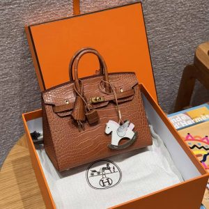 Hermes Birkin 20 Bag Handmade In Matte Alligator Leather Gold Hardware 37 Gold - Image 6