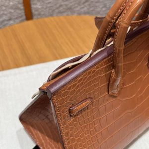 Hermes Birkin 20 Bag Handmade In Matte Alligator Leather Gold Hardware 37 Gold - Image 4