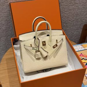 Hermes Birkin 20 Bag Handmade In Matte Alligator Leather Gold Hardware Y1 Vanille - Image 5