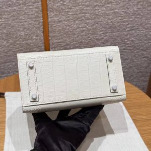 Hermes Birkin 20 Bag Handmade In Matte Alligator Leather Silver Hardware 10 Craie - Image 23