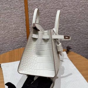 Hermes Birkin 20 Bag Handmade In Matte Alligator Leather Silver Hardware 10 Craie - Image 16