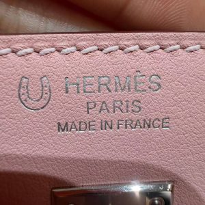 Hermes Birkin 25 Bag Handmade In Swift Calfskin Leather Silver Hardware 3Q Rose Sakura U4 Vert Vertigo - Image 12