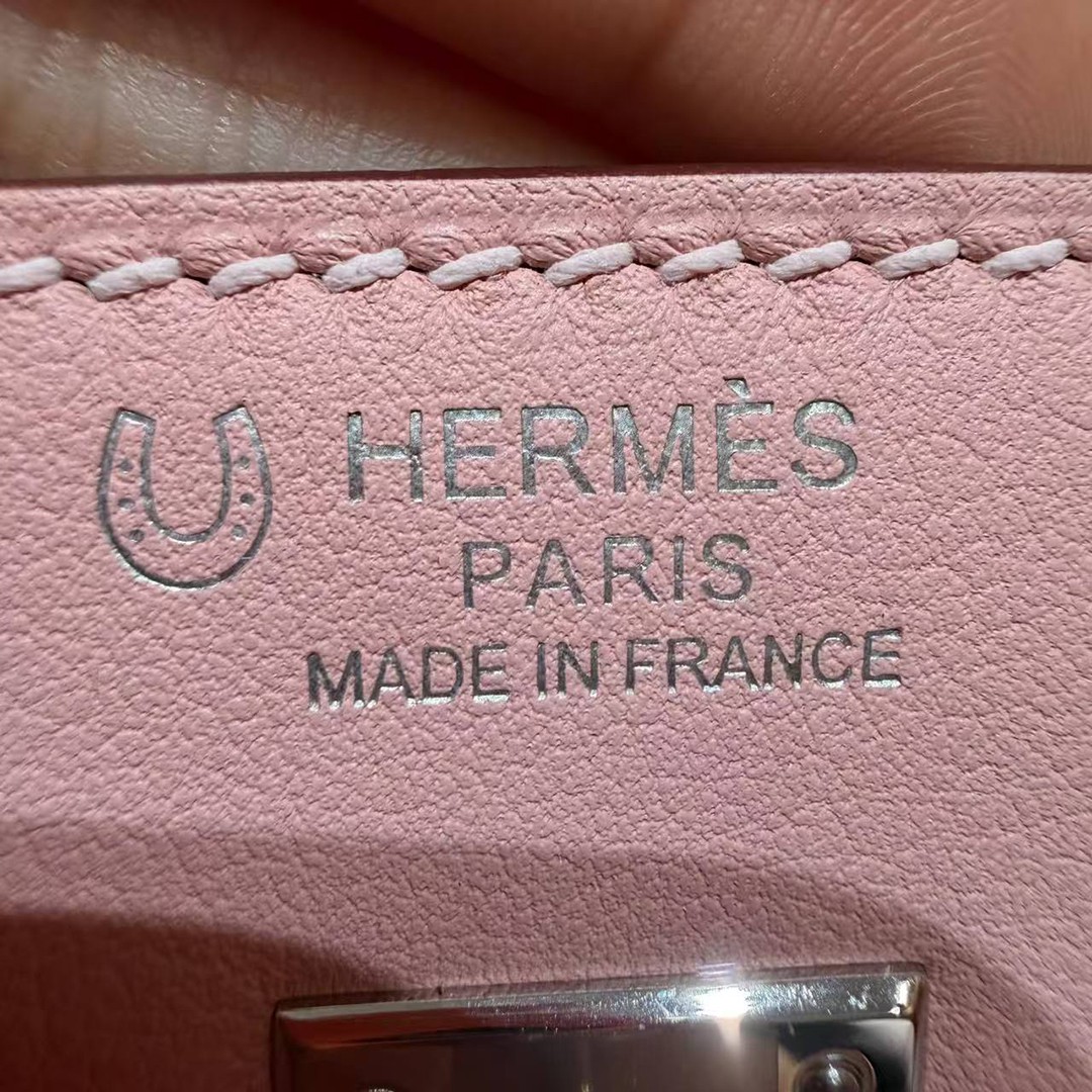 Hermes Birkin 25 Bag Handmade In Swift Calfskin Leather Silver Hardware 3Q Rose Sakura U4 Vert Vertigo - Image 12